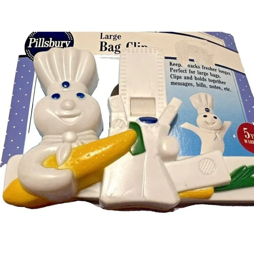 NWT‎ 1992 Vintage Pillsbury Dough Boy with Carrot Plastic Large Chip Bag Clip